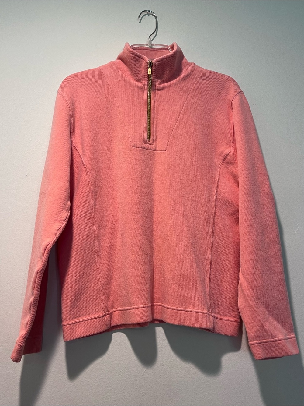 Tommy Bahama Coral Pink Heavy Duty Tight Knit Half-Zip Pullover Sweater
